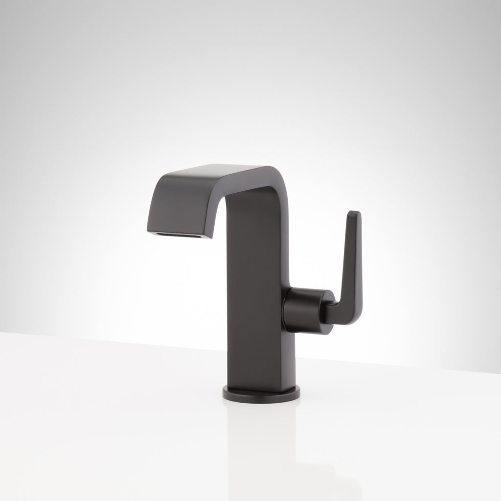 Signature Hardware 953914 Drea 1.2 GPM Single Hole Bathroom Faucet with Pop-up Drain Assembly Matte Black