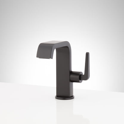 Signature Hardware 953914 Drea 1.2 GPM Single Hole Bathroom Faucet with Pop-up Drain Assembly Matte Black