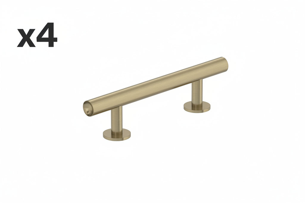 4 x Radius 3 in. (76mm) Modern Golden Champagne Bar Cabinet Pull