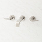 Drea Double Handle Wall Mounted Bathroom Faucet in Brushed Nickel