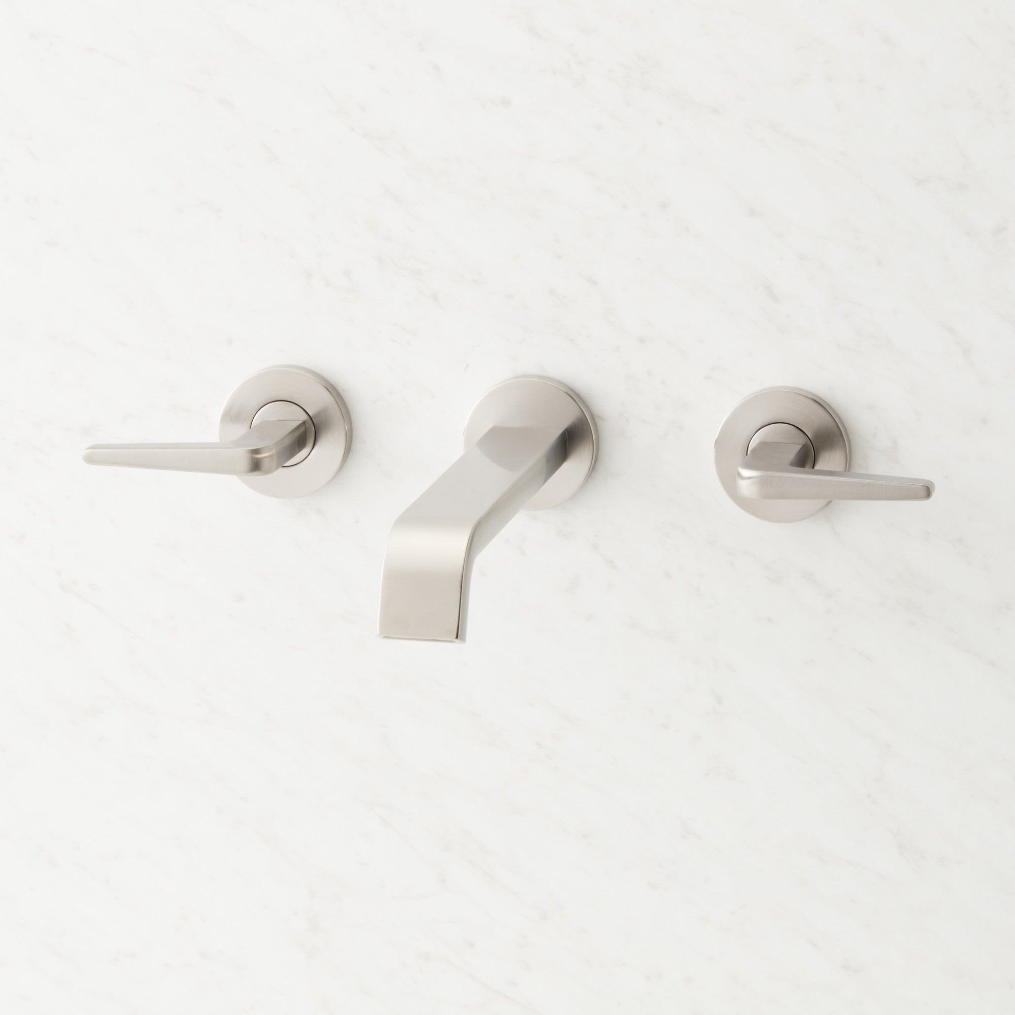 Drea Double Handle Wall Mounted Bathroom Faucet in Brushed Nickel
