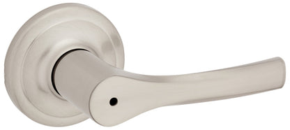 Kwikset Henley Interior Privacy Door Handle with Lock, Door Lever For Bathroom and Bedroom, Satin Nickel