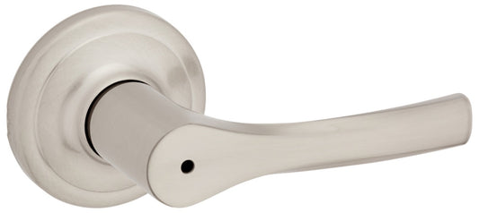 Kwikset Henley Interior Privacy Door Handle with Lock, Door Lever For Bathroom and Bedroom, Satin Nickel