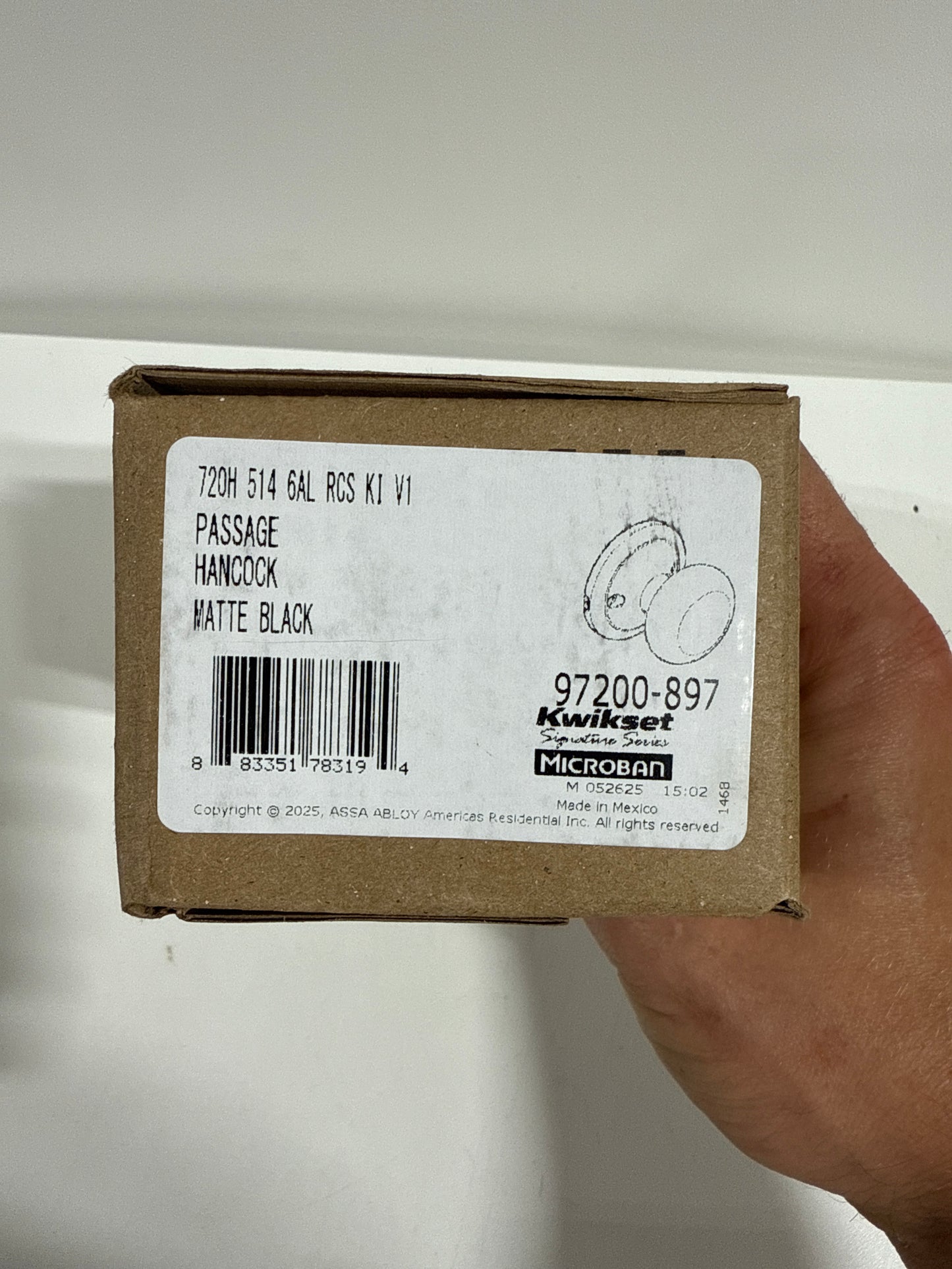 Kwikset 720H Hancock Passage Door Knob Set - Black