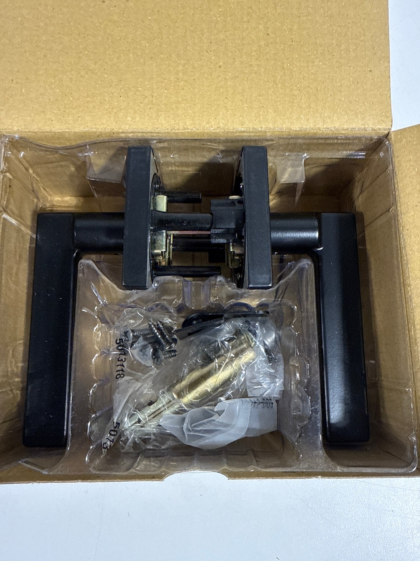 Kwikset 720HFLSQTV1 Halifax Passage Door Lever Set with Square Rose Matte Black