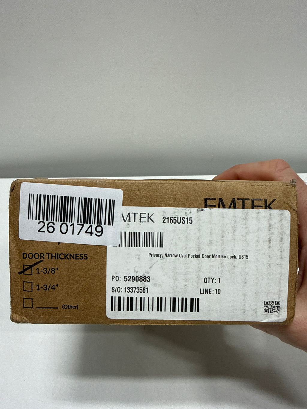 Emtek Narrow Oval 7-1/4 Inch Tall Privacy Mortise Pocket Door Lock for 1-3/8" Thick Doors Model: 2165US15138