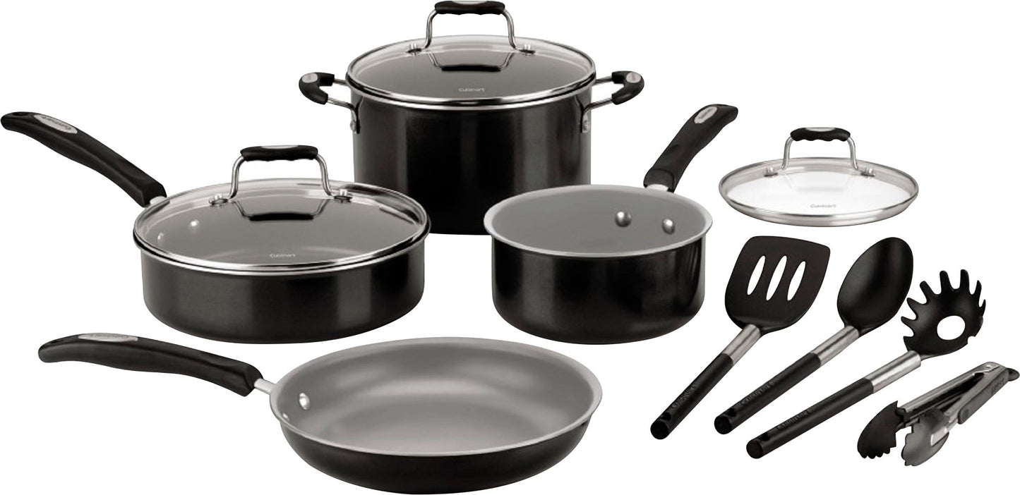 Cuisinart - Ceramic Nonstick 11 PC Cookware Set - Black