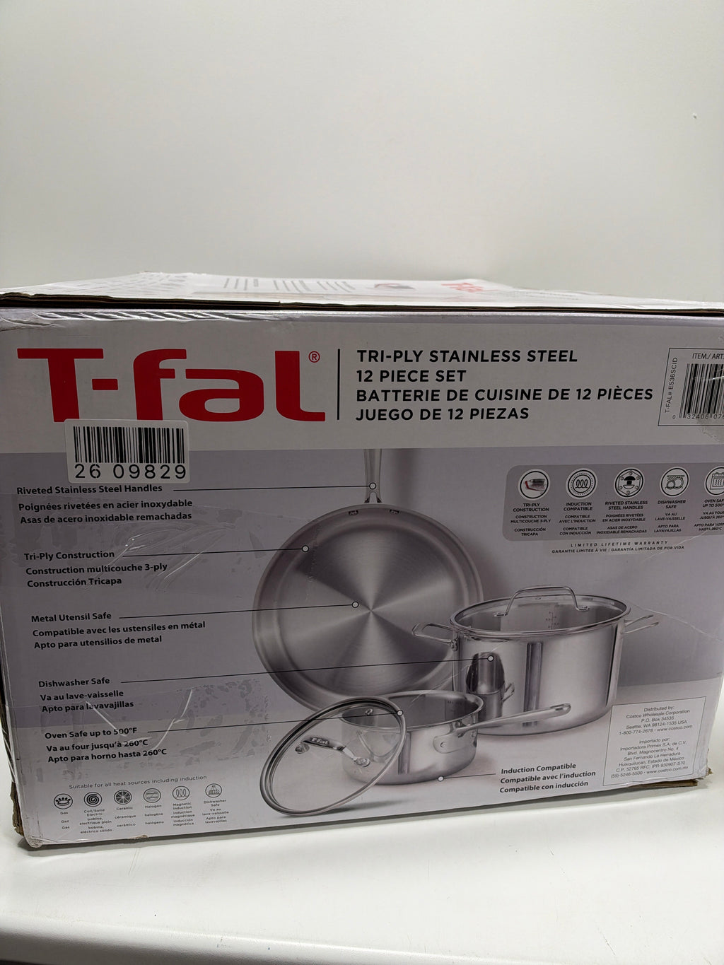 T-fal 12-piece Tri-Ply Stainless Steel Cookware Set