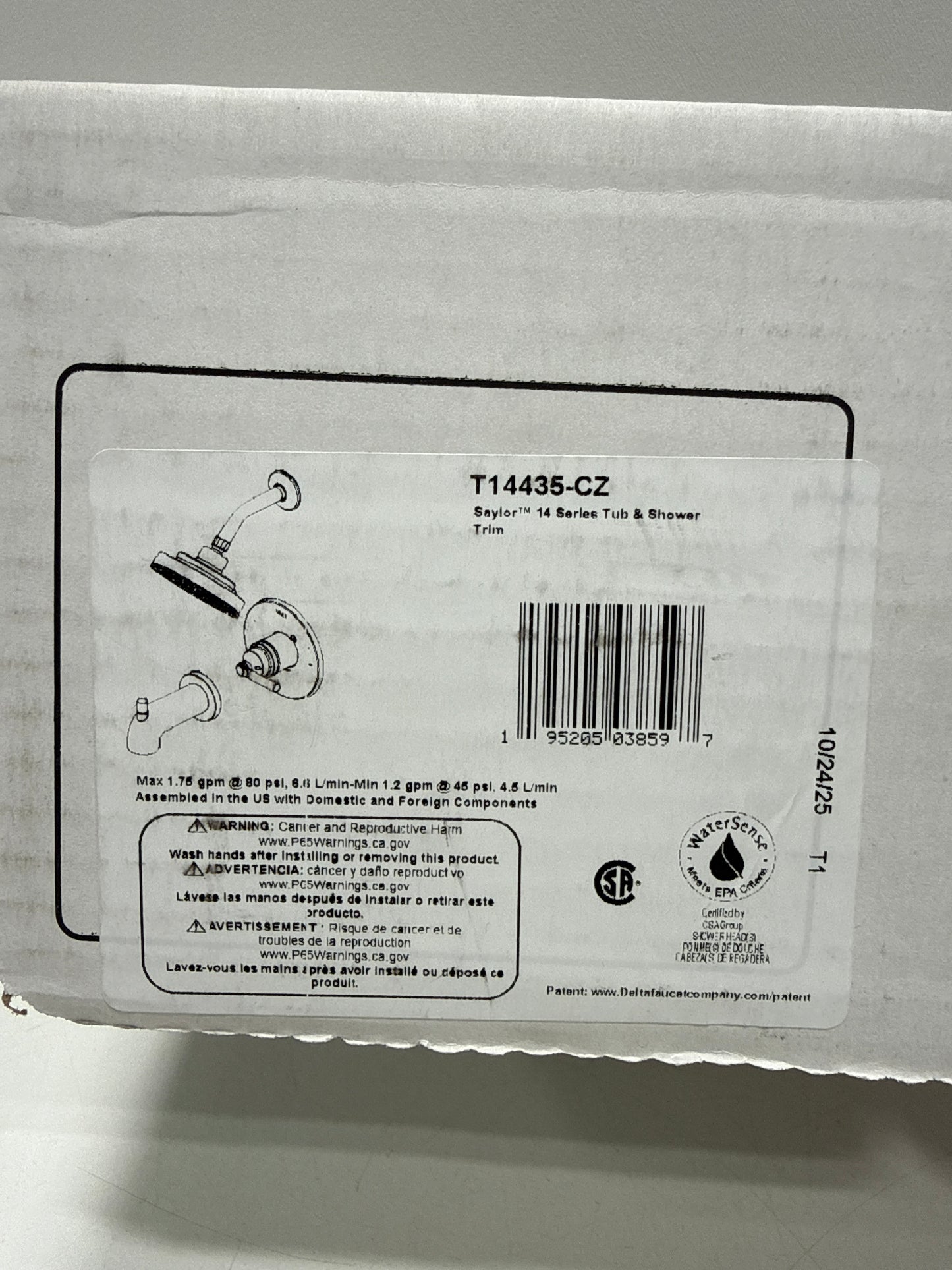 Delta T14435 Saylor Collection 1.75 GPM Faucet Wall Mount Showerhead Champagne Bronze