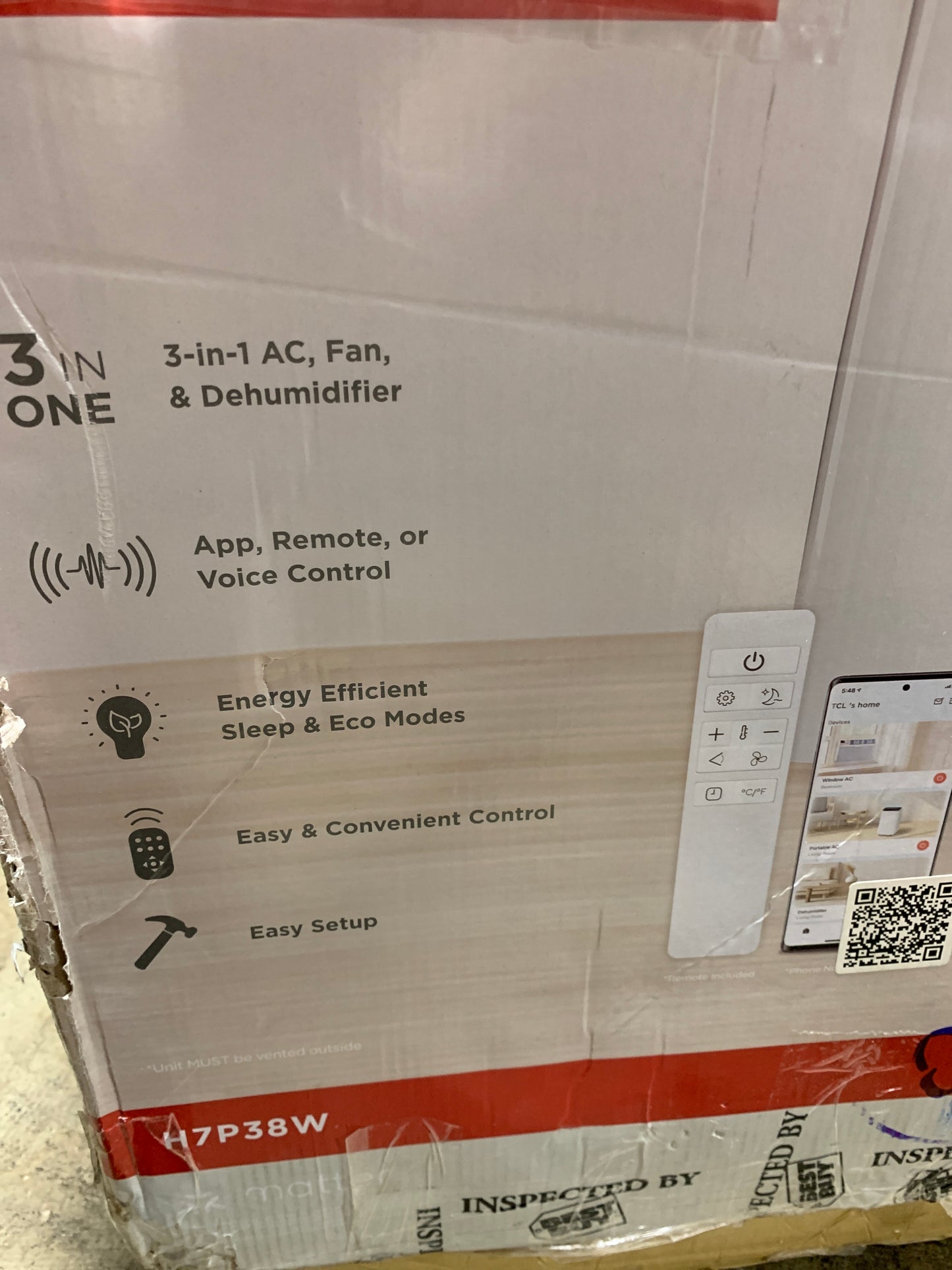 TCL - 300 Sq. Ft. 7,000 BTU 3-in-1 Smart Portable Air Conditioner - White