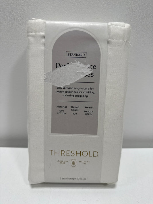 Standard Solid Performance 400 Thread Count Pillowcase Set Sour Cream - Threshold™: Cotton Sateen, Machine Washable, Set of 2