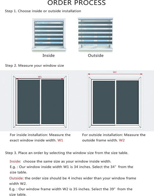 Corded Zebra Roller Shades, Dual Layer Zebra Roller Blinds, Sheer or Privacy Window Shades, Light Control Day and Night Windows Drapes for Living Room Bed Room Kitchen Office, W53 xH64,Navy