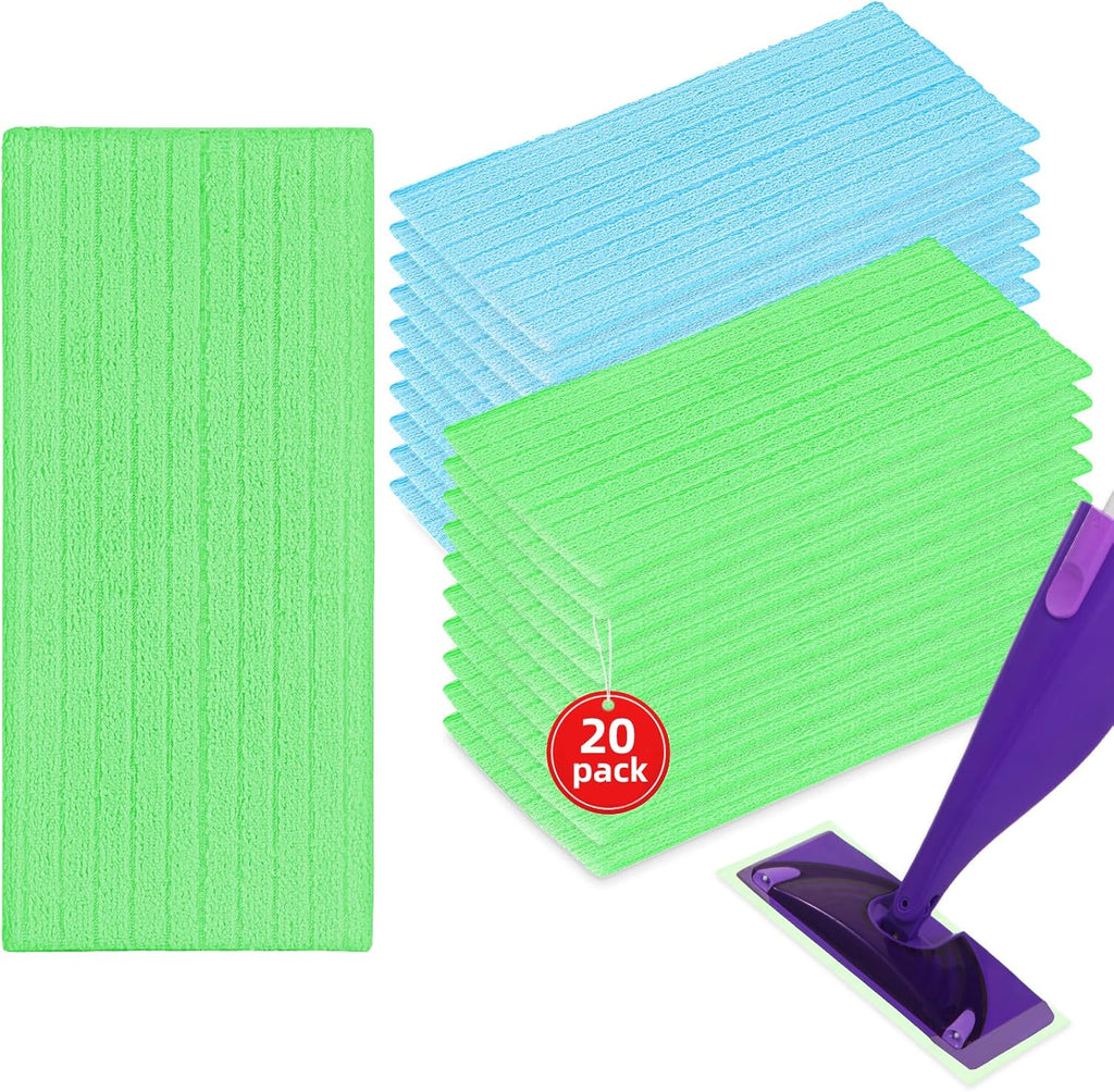 20 Pack Microfiber Mop Refill Pad Compatible with Swiffer WetJet Mop for Floor Cleaning Semi-Disposable Eco-Friendly