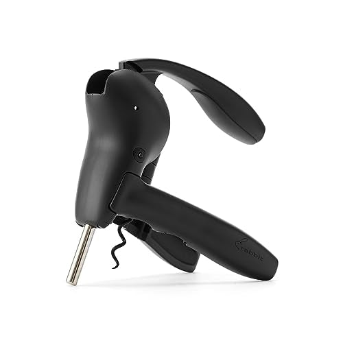 Rabbit Lever Corkscrew Set Black: Manual Wine Opener Plastic & Metal Spot Clean 8.8’’ Width 1.24 Lbs - *Kitchen & Dining