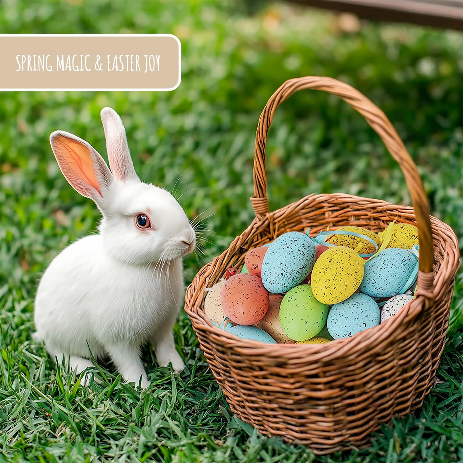 36 Charming Colorful Speckled Easter Eggs with Hanging Loops - *Christmas & Seasonal