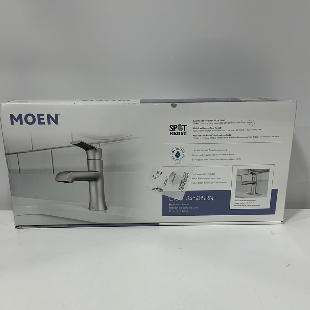 Moen Liso Spot Resist Brushed Nickel One Handle Bathroom Faucet