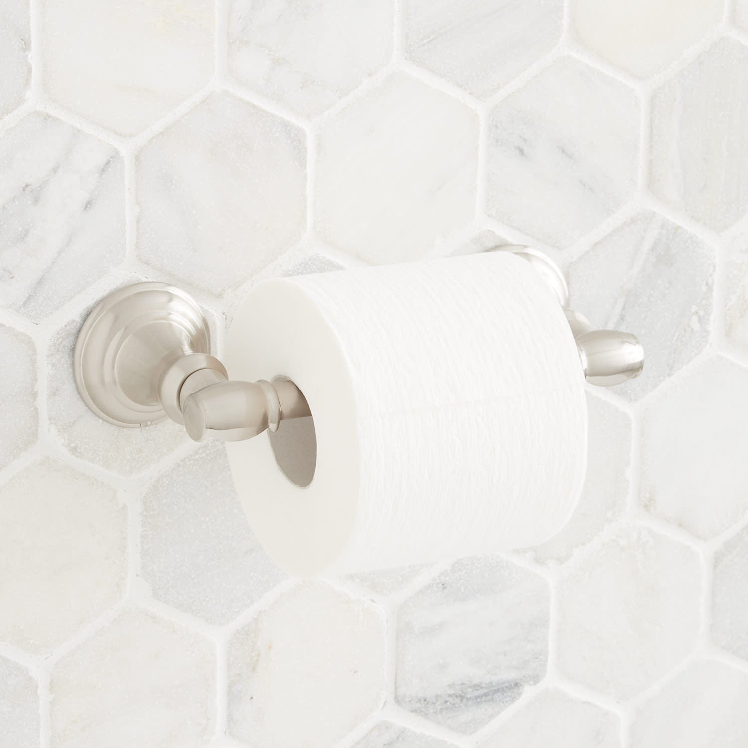 Signature Hardware 948235 Beasley Wall-Mounted Toilet Paper Holder Brushed Nickel