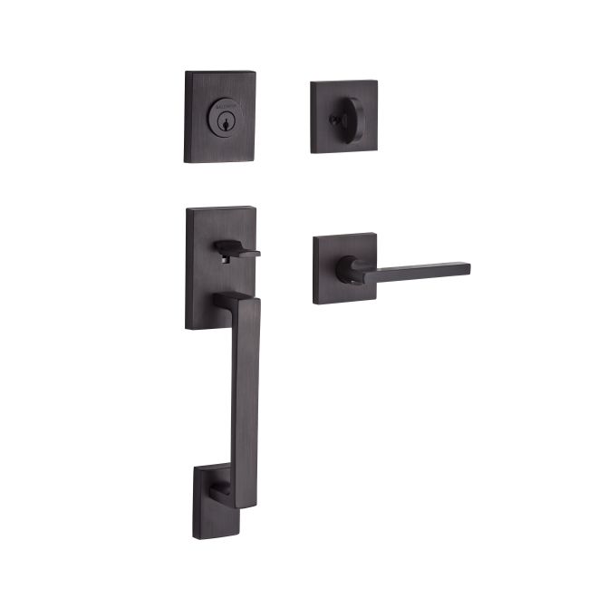 Baldwin SCLAJXSQUCSR112 Single Cylinder La Jolla Handleset Square Lever Contemporary Square Rose - Venetian Bronze