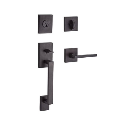 Baldwin SCLAJXSQUCSR112 Single Cylinder La Jolla Handleset Square Lever Contemporary Square Rose - Venetian Bronze
