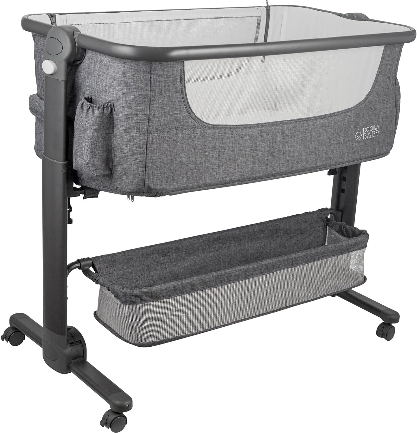 KoolerThings Baby Bassinet, Bedside Sleeper for Baby, Easy Folding Portable Crib with Storage Basket for Newborn, Bedside Bassine