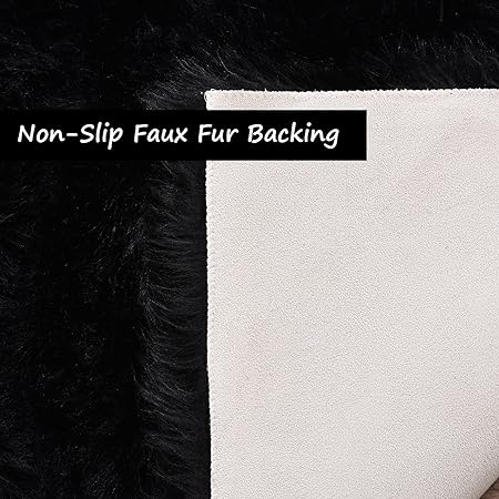 5x8 Area Rug Black Rug Fluffy Shag Rug Washable Faux Sheepskin Fur Rug Throw Rugs for Living Room Dorm Bedside Rug Fuzzy Rug Home Decor Rectangle