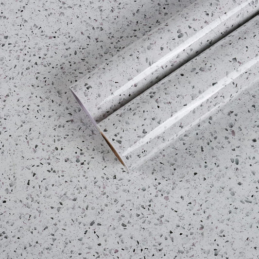 CHICHOME Granite Contact Paper 30" X 472" White Granite Countertops Peel and Stick Terrazzo Contact Paper Marble Contact Paper Self Adhesive Removable Waterproof Vinyl for Bathroom Countertop Cabinet