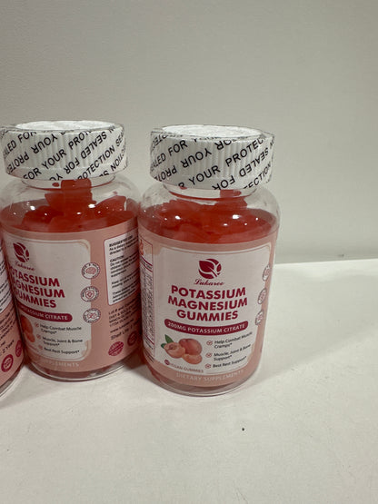 7 Potassium Magnesium Gummies - High Absorption Magnesium Glycinate & Potassium Citrate 200mg Plus Omega 3, B6, D3, K2 & Calcium - Chewable Gummy for Immunity & Energy - Peach Flavor - 60 Count