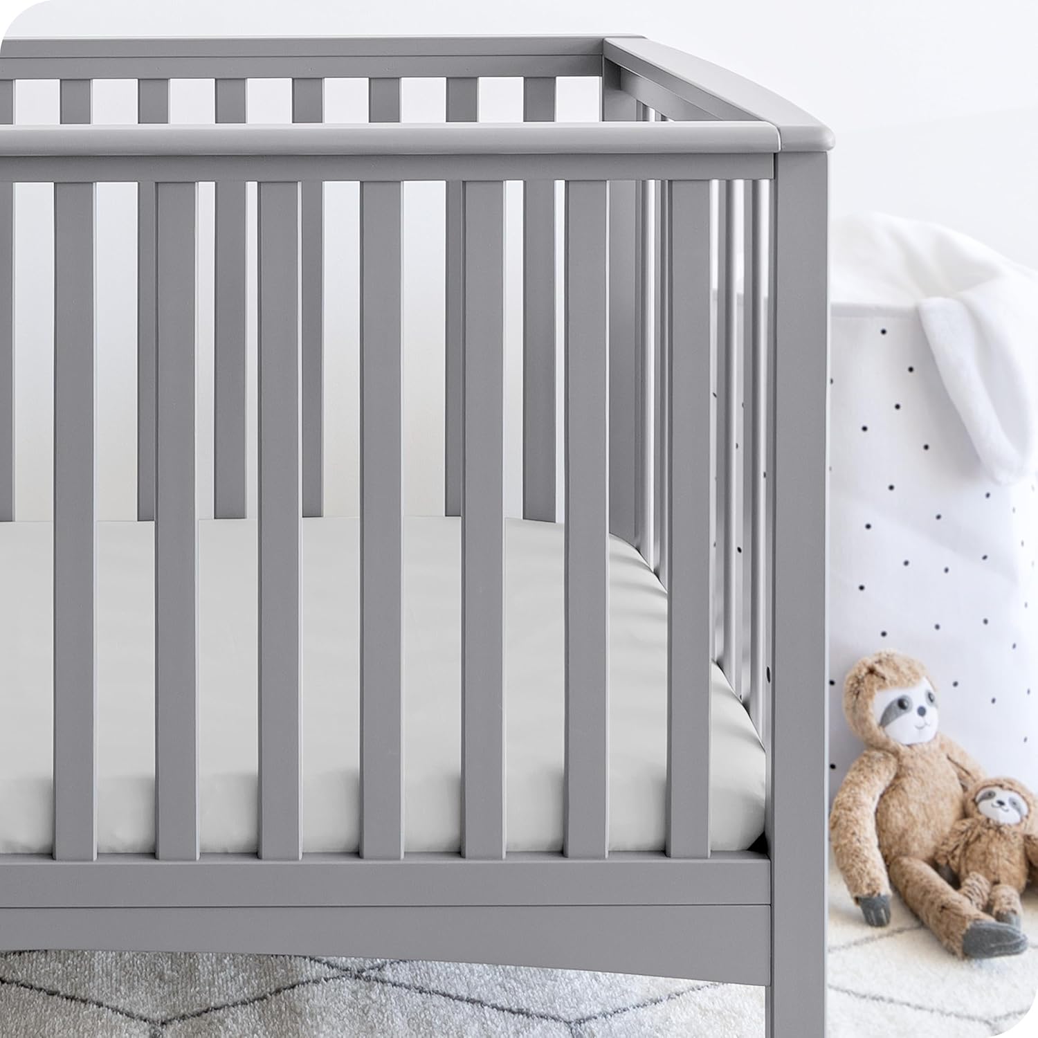 Bare Home 2-Pack Fitted Crib Sheets - Premium 1800 Ultra-Soft Microfiber - Breathable - Baby Sheet - for Boys & Girls - Fits Standard Crib and Toddler Mattresses (Pink Slipper/Cloud Grey)