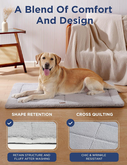 MASSFU Dog Beds Crate Pad for Medium Small Dogs, Reversible & Washable Non-Slip Kennel Pet Mat, Soft Fleece and High Density Foam Cat Bed for Indoor & Outdoor Use, 29" x 21", Gray