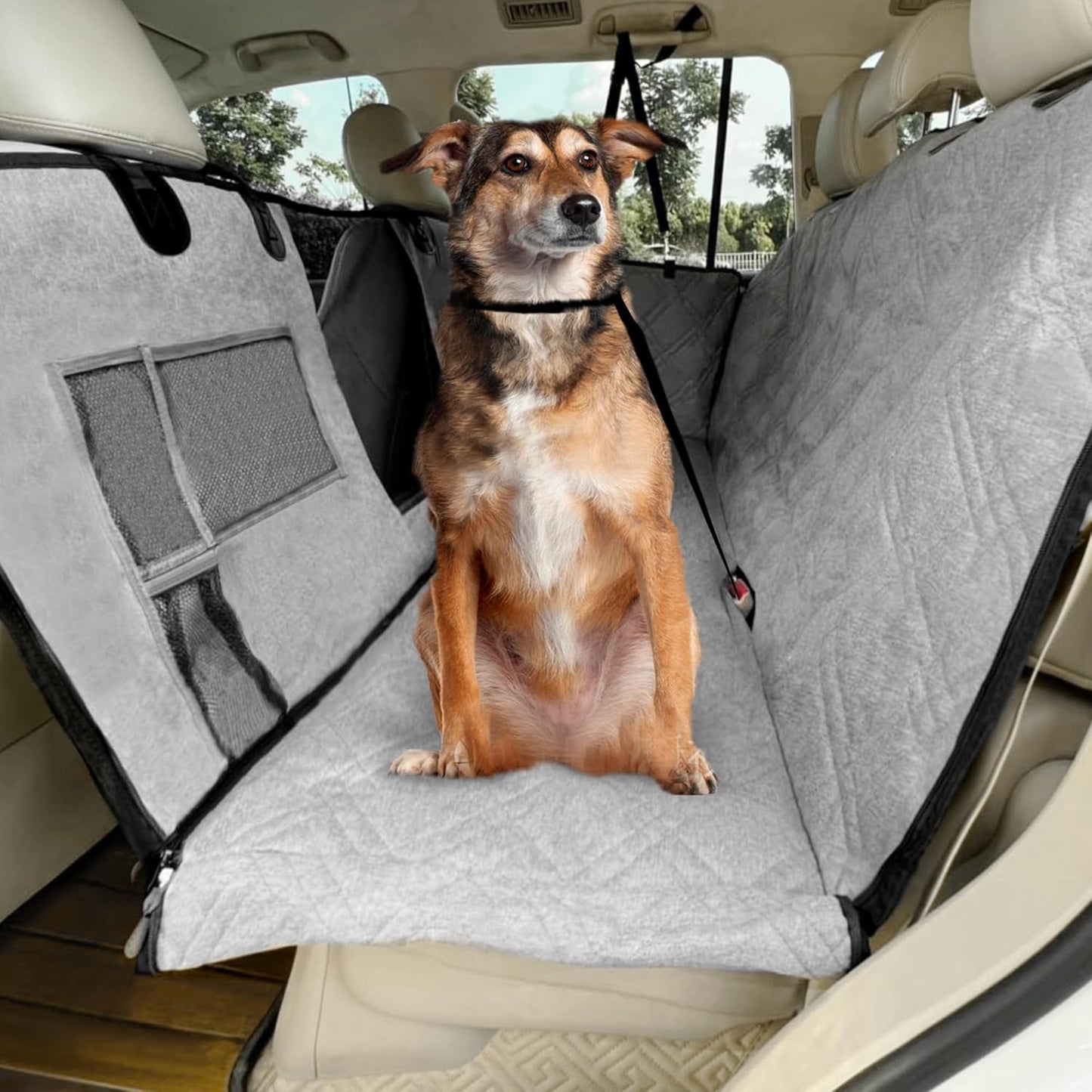 Car Seat Covers for Dogs, 100% Waterproof Pet Car Seat Cover for Back Seat Non-Slip Car Hammock, 900D Detachable Scratchproof Pet Covers with Mesh Window for Cars Suvs Trucks with Pockets