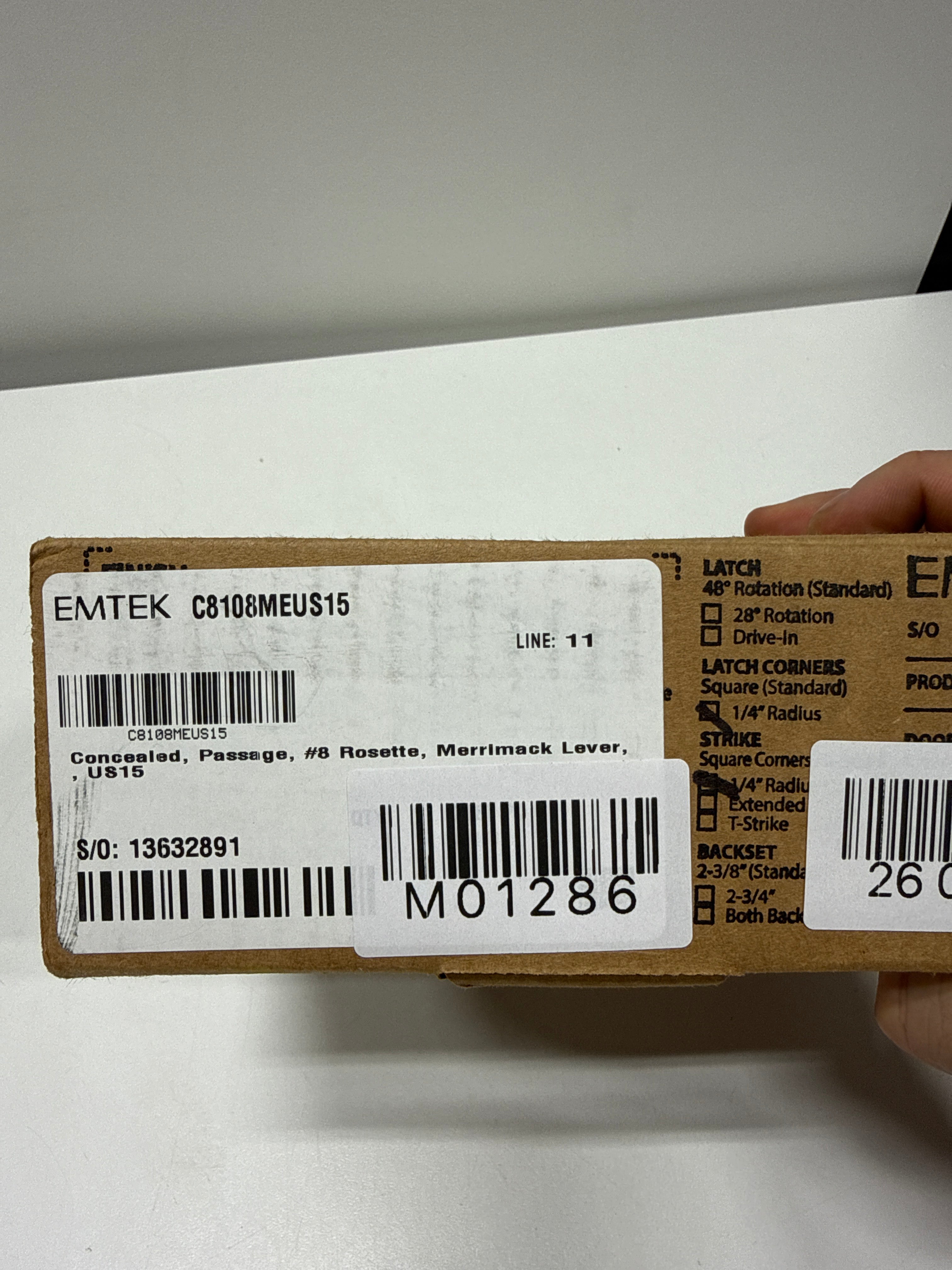 Emtek Concealed, Privacy, No.8 Rosette, Merrimack Lever, US15 SKU: C8208MEUS15