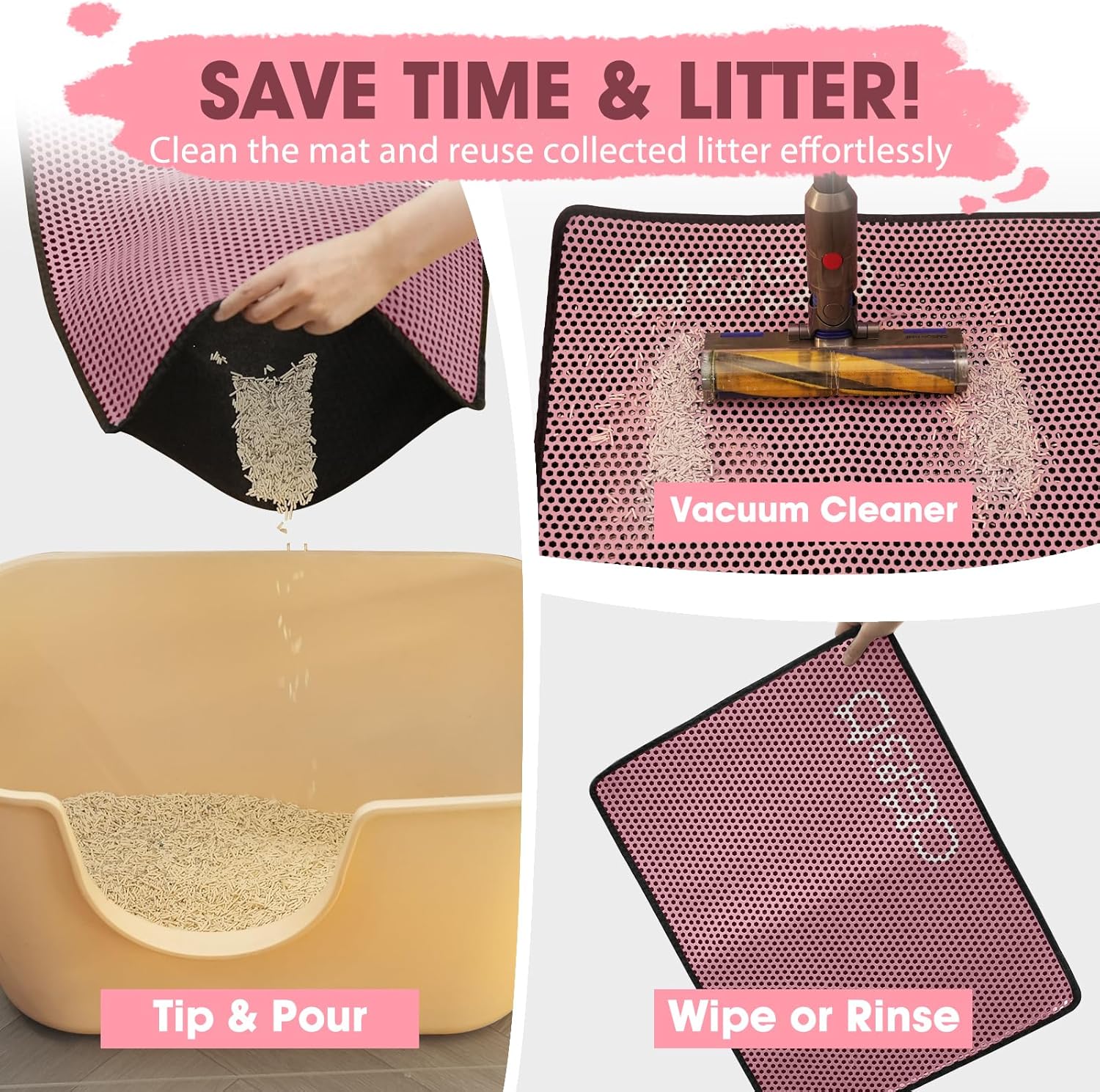 CGBD Cat Litter Mat - Double Layer Honeycomb Design Litter Trapping Mat Urine-Proof & Non-Slip Easy Clean Waterproof