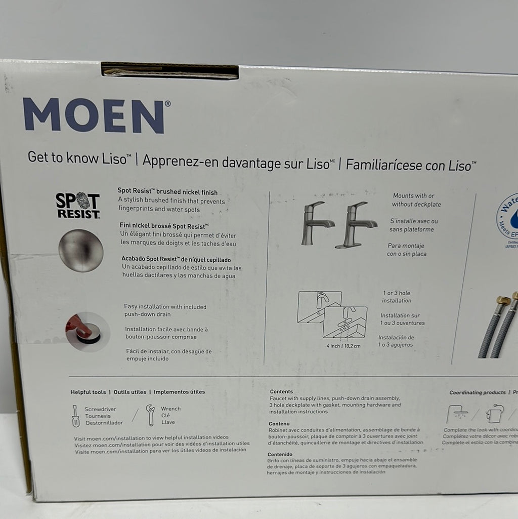 Moen Liso Spot Resist Brushed Nickel One Handle Bathroom Faucet