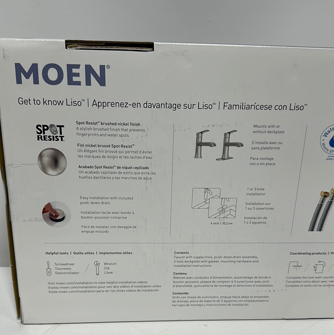 Moen Liso Spot Resist Brushed Nickel One Handle Bathroom Faucet