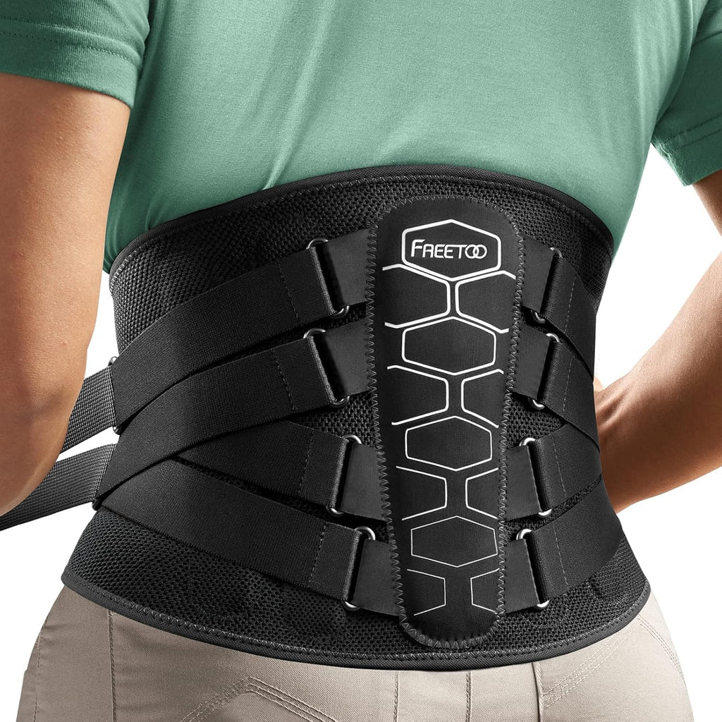 FREETOO Back Brace for Lower Back Pain Relief with Pulley System,Lumbar Support Belt for Men & Women with Lumbar Pad