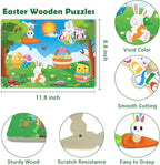 2Pack Easter Wooden Peg Puzzles Educational Learning Puzzles Easter Toys Gifts Party Favors - *Kids