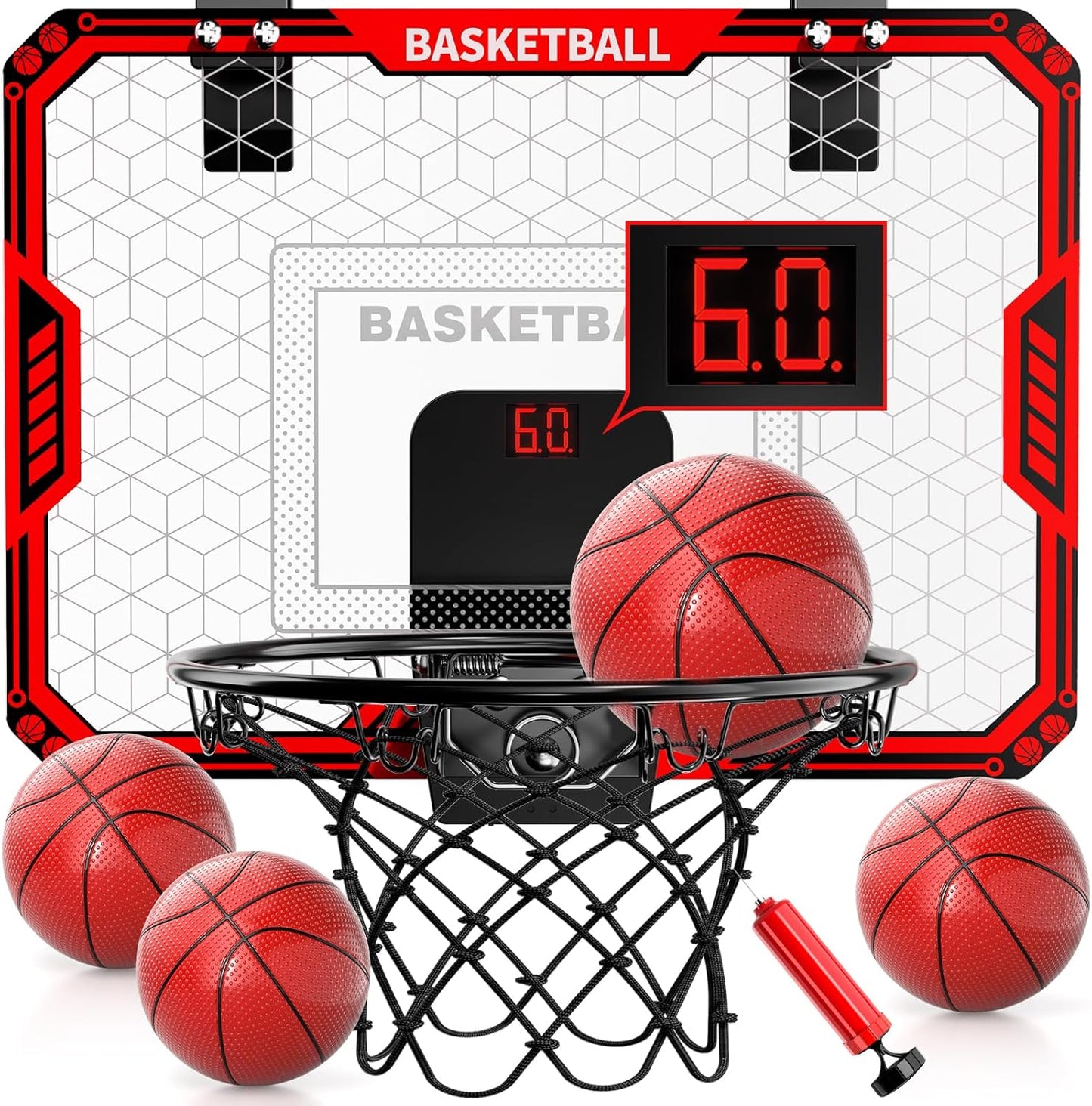 Indoor Basketball Hoop with 4 Balls & 3 Modes Scoreboard