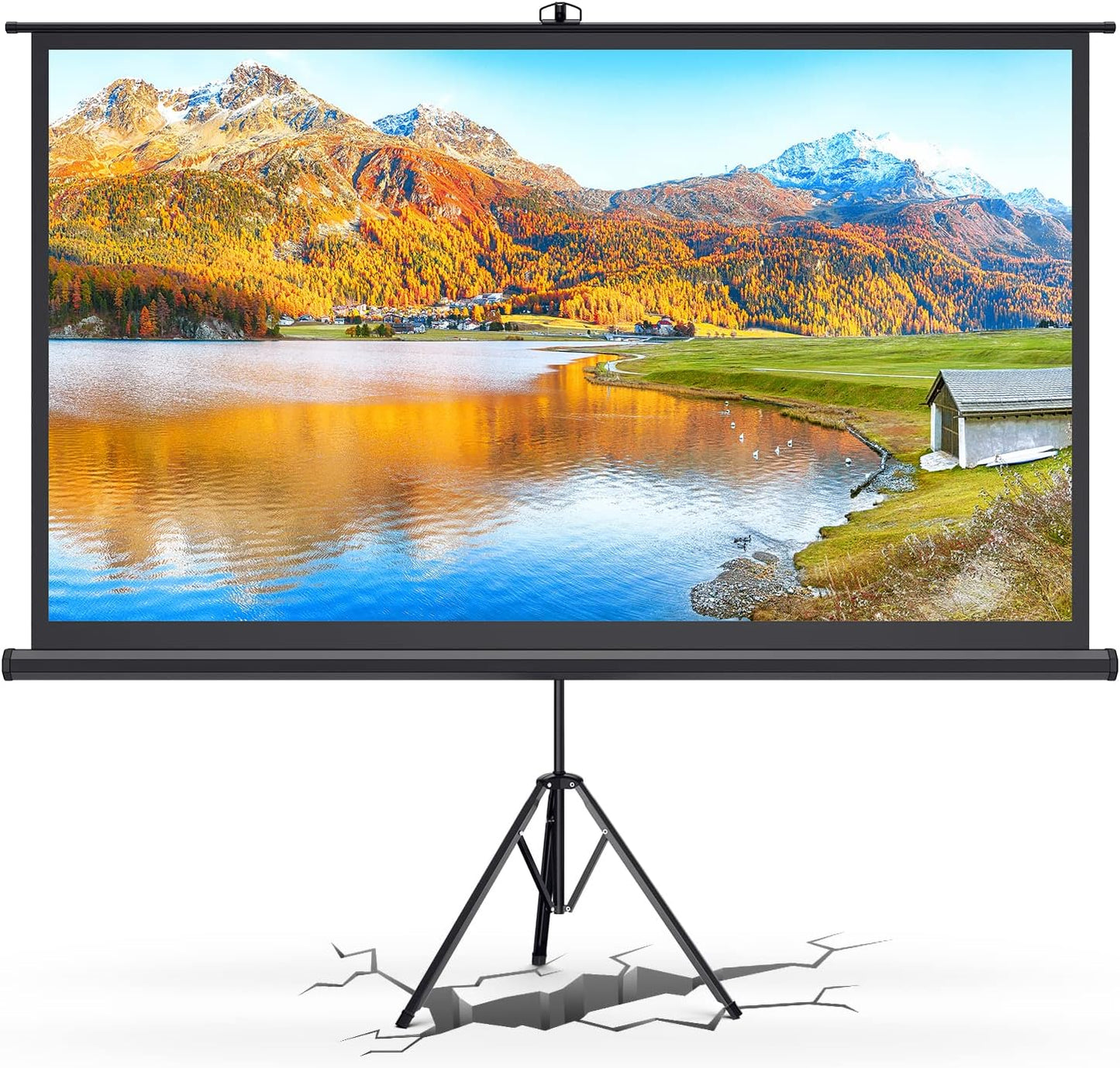 Thramono Projector Screen and Stand, 100-inch Indoor Projector Screen 16:9 Outdoor Portable Projector Screen with Stand