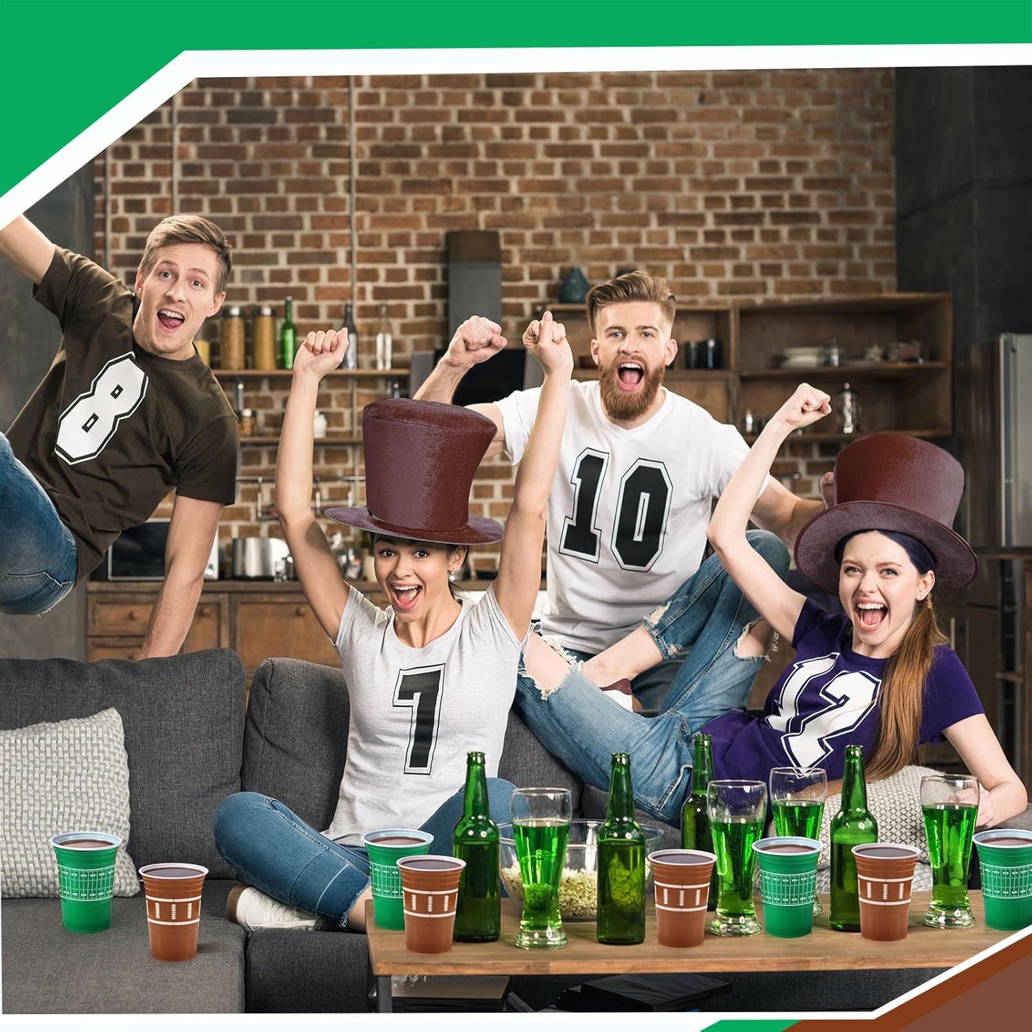 Zhehao 120 Pcs Football Theme Plastic Cups Bulk 16 oz Disposable Cups Tableware for Drinks Treats Sports Game Day