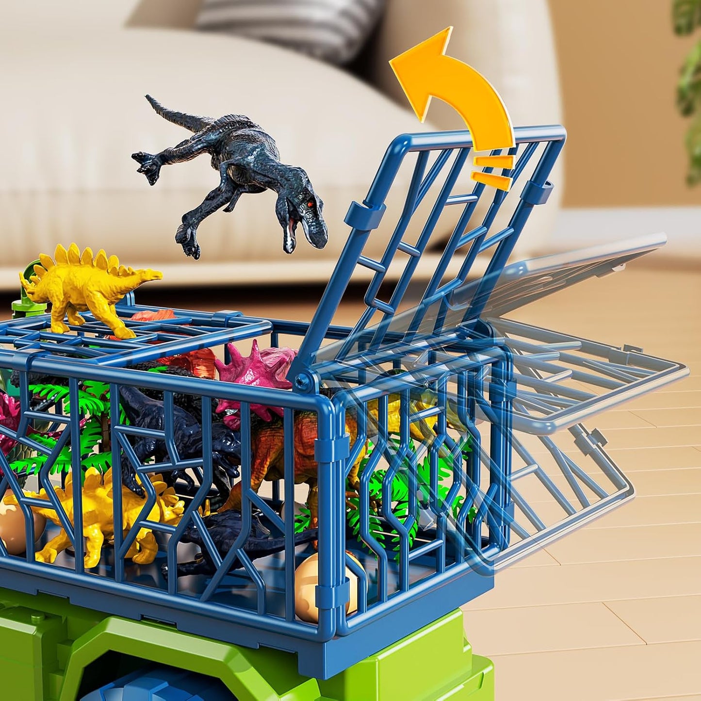 Dinosaur Truck Toys, Tyrannosaurus Transport Car Carrier Truck Toy 8 Dino Figures, Jurassic Set