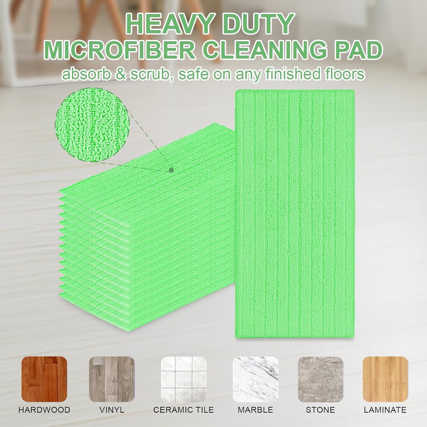 20 Pack Microfiber Mop Refill Pad Compatible with Swiffer WetJet Mop for Floor Cleaning, Semi-Disposable Replacement Mop Pads Machine Washable