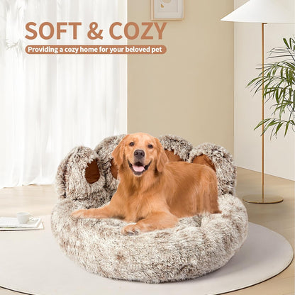 Calming Cat & Dog Bed, Anti-Anxiety Donut Pet Cozy Soft Round Cute Washable Bed for Large Sized Cat & Dog (35”)