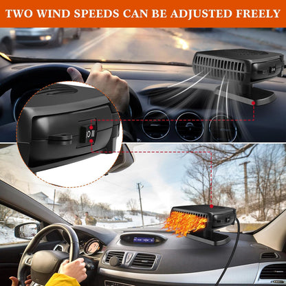 3 Pcs Portable Car Heater 150W 12V Car Heater Plug in Cigarette Lighter Defroster for Car Windshield 360 Degree Rotation Heating and Cooling Car Fan Auto Demister Cooling Air Circulator