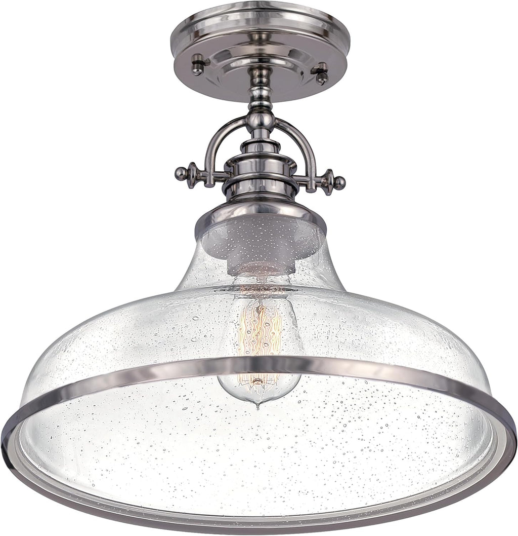 Quoizel Grant 13 1/2’’ High Brushed Nickel Ceiling Light - *Lighting & Electrical