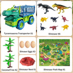 Dinosaur Truck Toys Tyrannosaurus Transport Car Carrier Truck Toy 8 Dino Figures Jurassic Set - *Kids