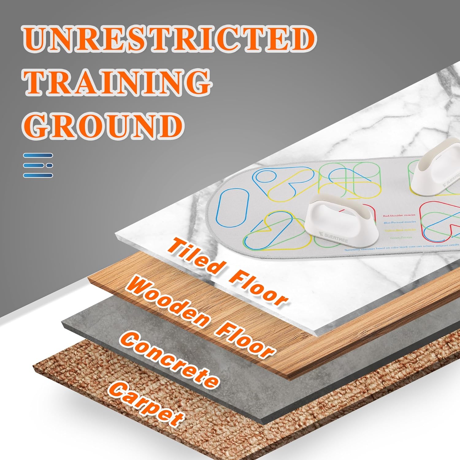 Suertree Push Up Bars Come with Foldable Push Up Mat for Pushup Guide Strength Training Equipment Work for Home
