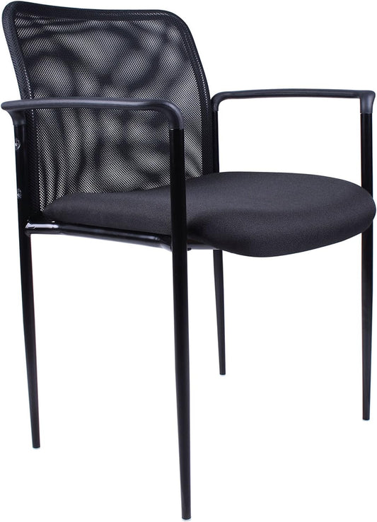 Boss Office Products Stackable Mesh Guest Chair in Black