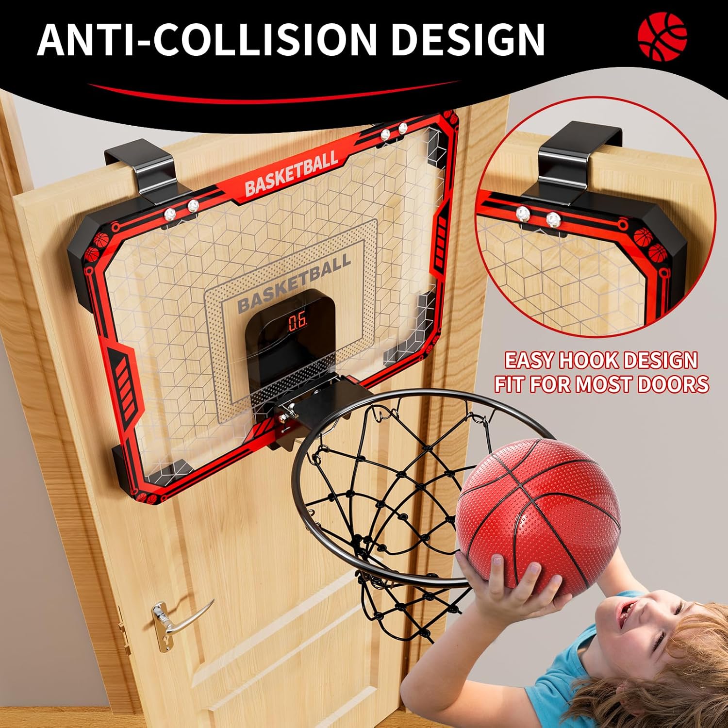 Indoor Basketball Hoop with 4 Balls & 3 Modes Scoreboard - *Kids