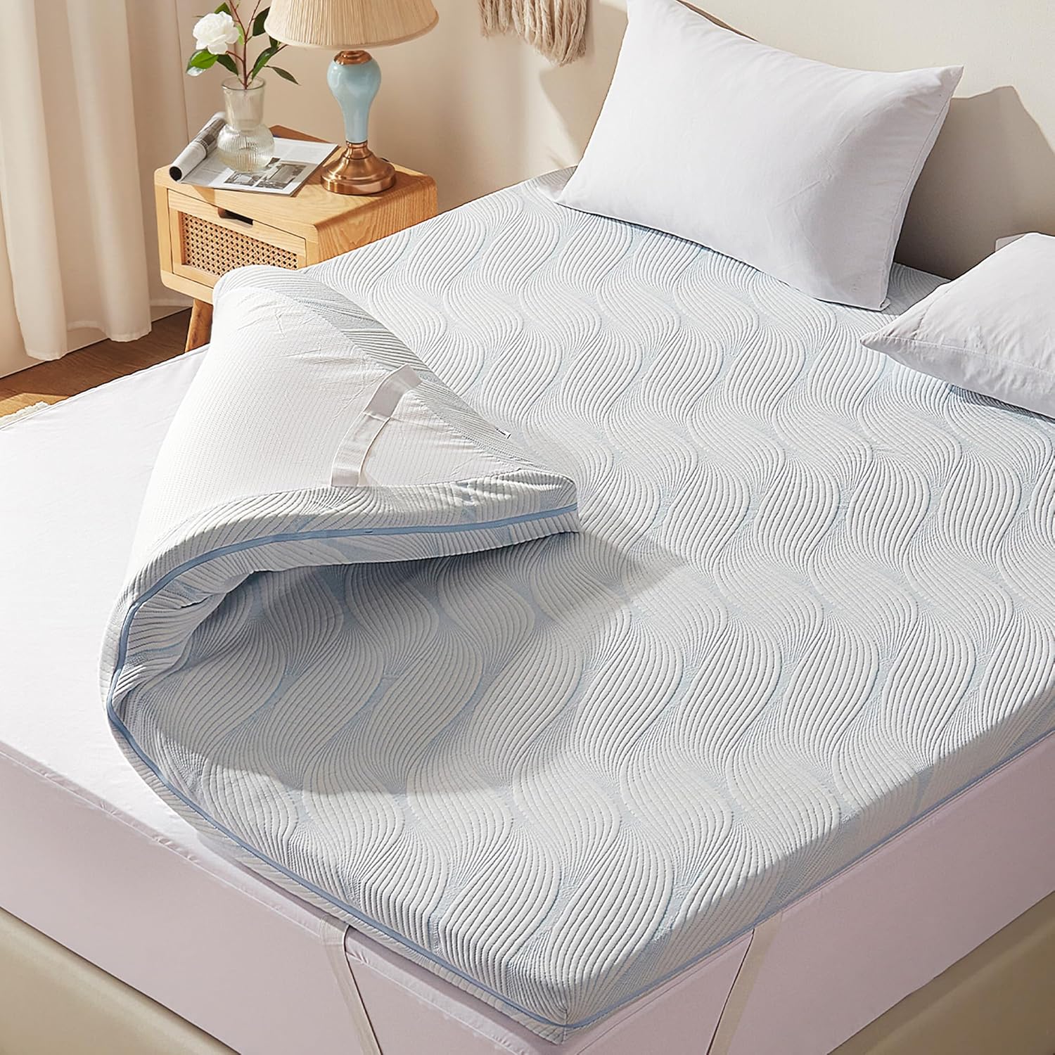 3 Inch Mattress Topper Twin Dual Layer Gel Memory Foam Mattress Topper with Removable Cover - *Bedding