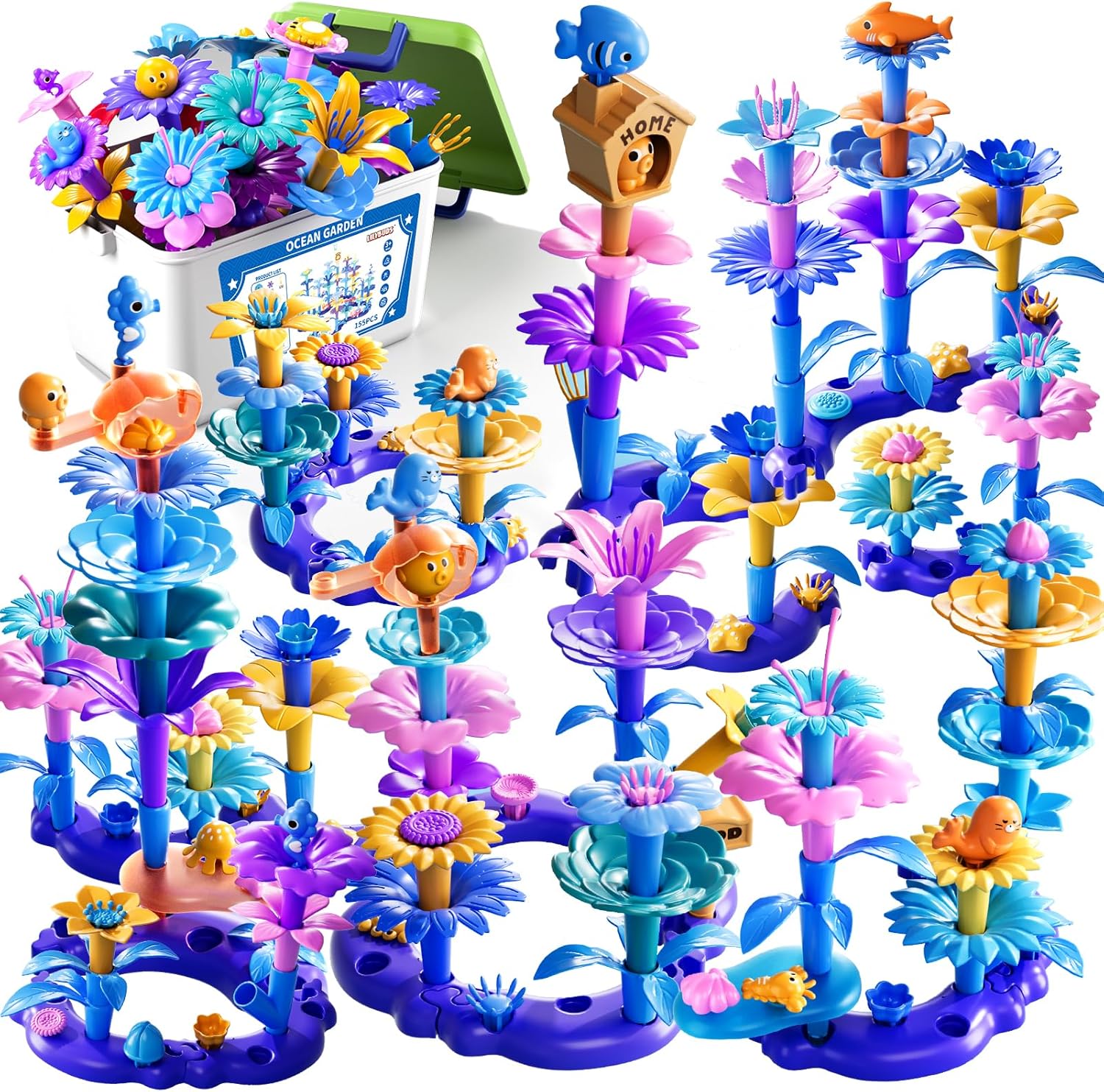 155 Pcs Flower Garden Building Toy Set - *Kids